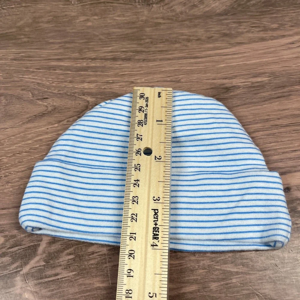 Disney Carter's Gerber Beanie Lot Kids NB 0-6M Blue Gray Striped Baby Hat 3pk
